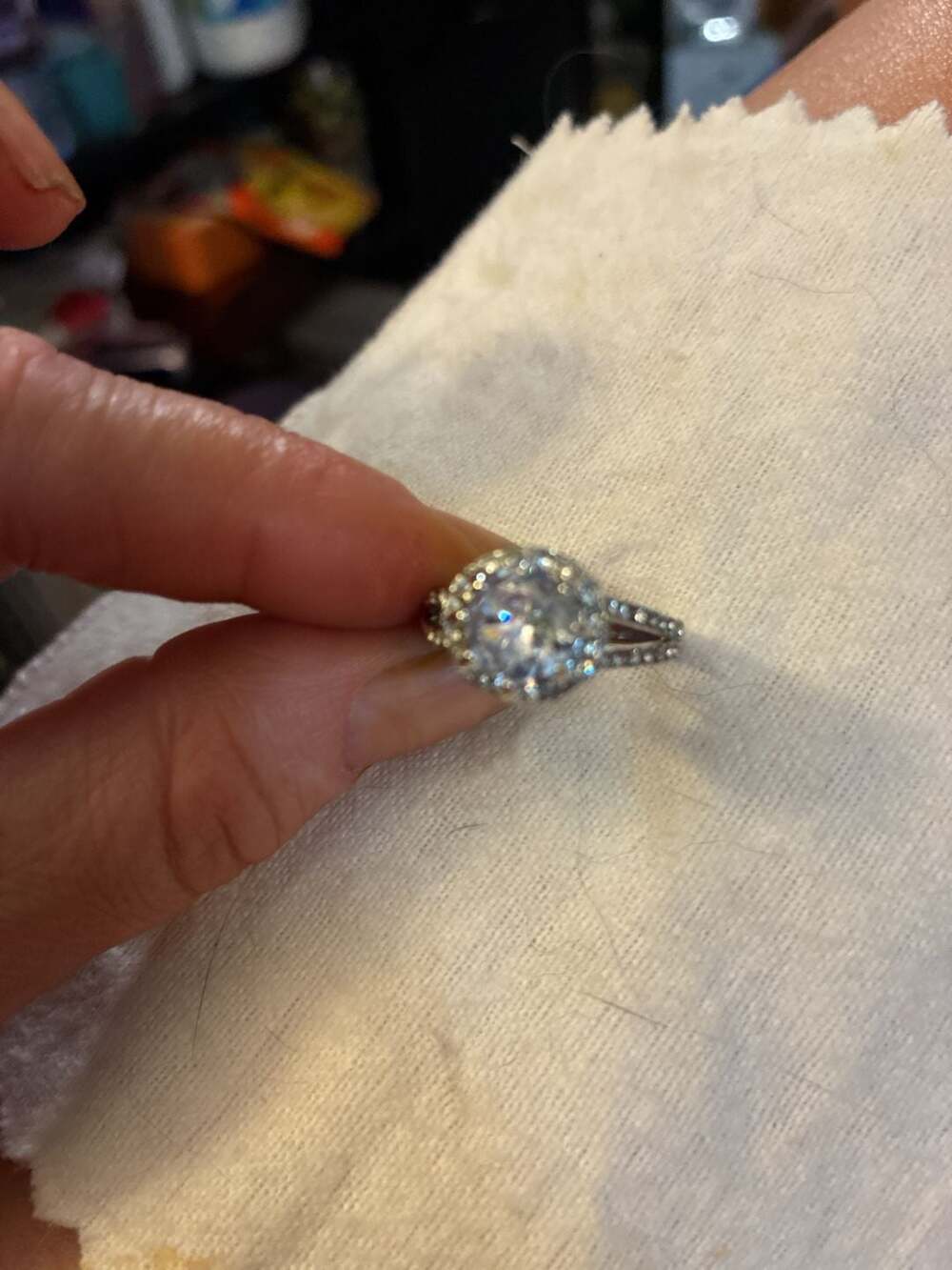 Halo Split Shank Engagement Ring with Cubic Zirconia in Sterling Silver (R124)